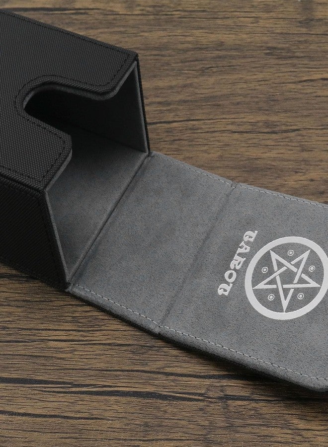 SING F LTD Tarot Card Case Card Deck Box PU Leather Card Storage Box Magnetic Closure Single-Sleeved Cards Box Protect Cards Solid Black - Image 5